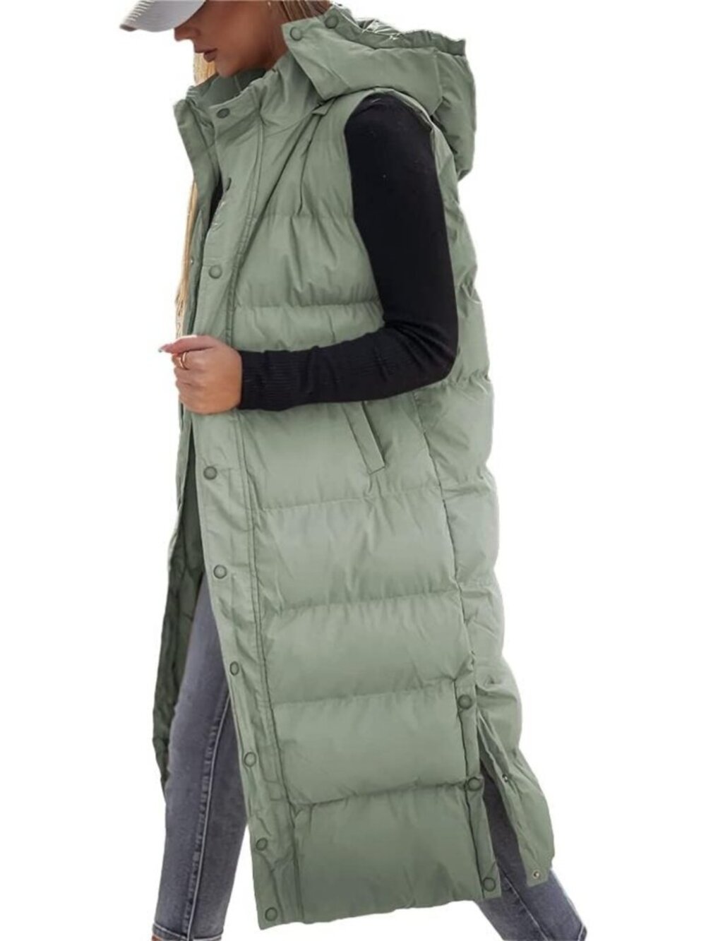 Cozy Hooded Long Puffer Vest for Women | Quilted Sleeveless Winter Coat, Warm